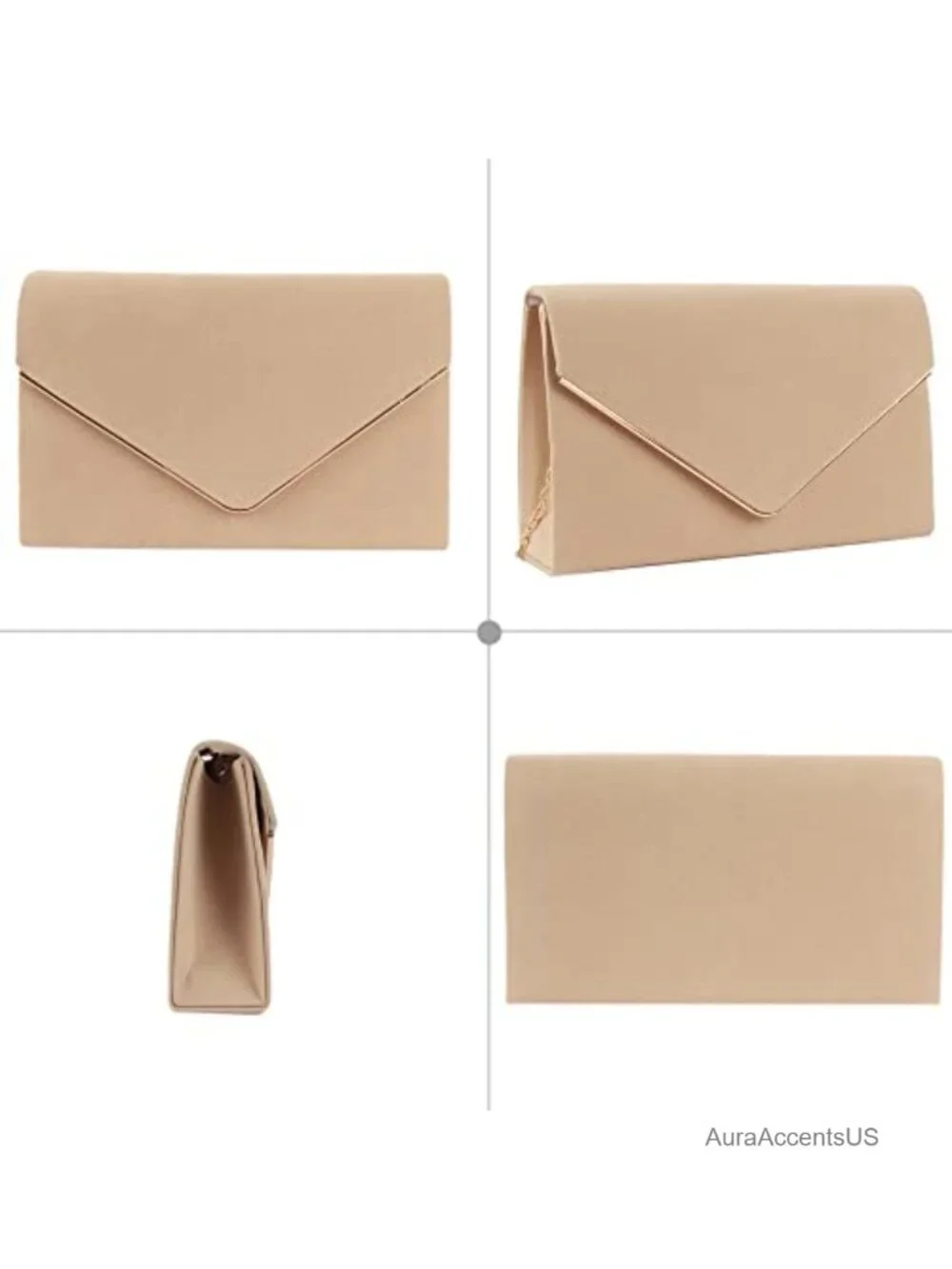 Suede Envelope Clutch with Detachable Chain Crossbody Handbag Party Prom